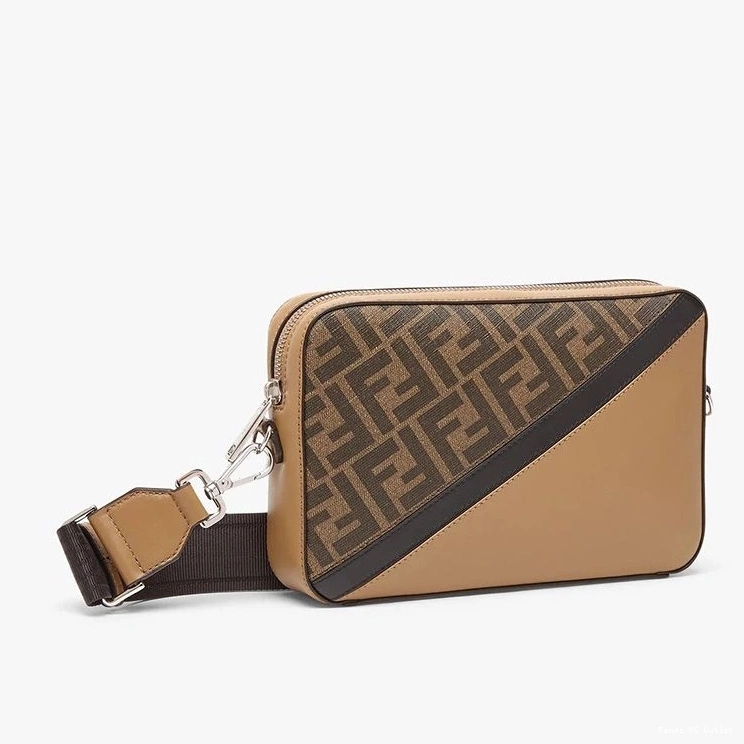 Cheap HOT Case Black Compact Motif FF Brown Camera Fendi In Fabric 0716